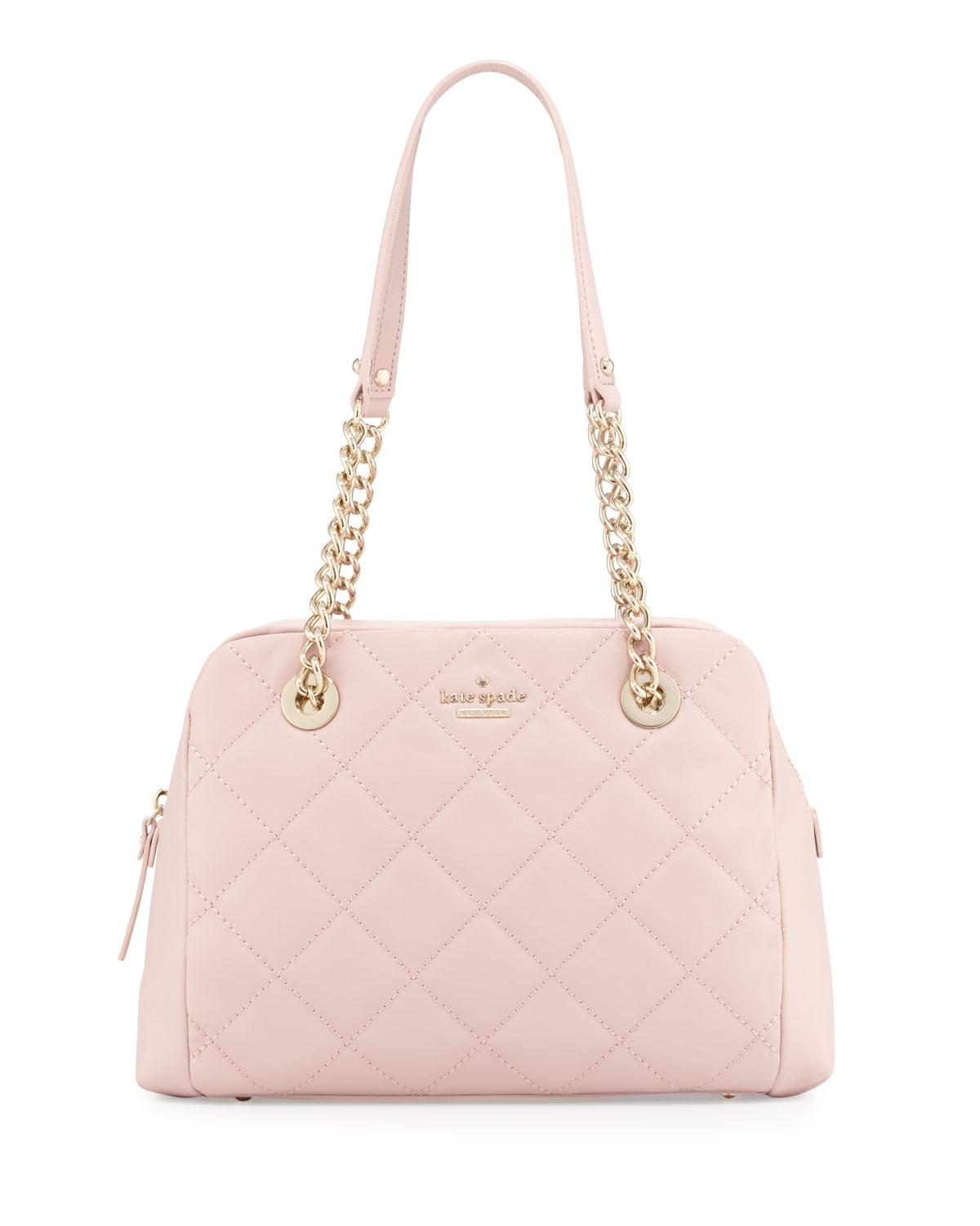 Kate Spade Leather Emerson Place Dewy Quilted Shoulder Bag in Pink